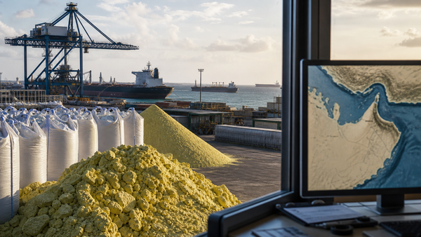 Schwefel- und Düngemittel-Logistik in einem marokkanischen Hafen
