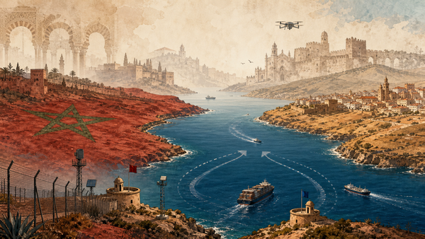 Politische Karikatur zu Ceuta, Marokko, Spanien, al-Andalus und Westsahara
